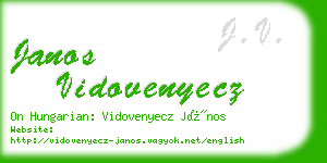 janos vidovenyecz business card